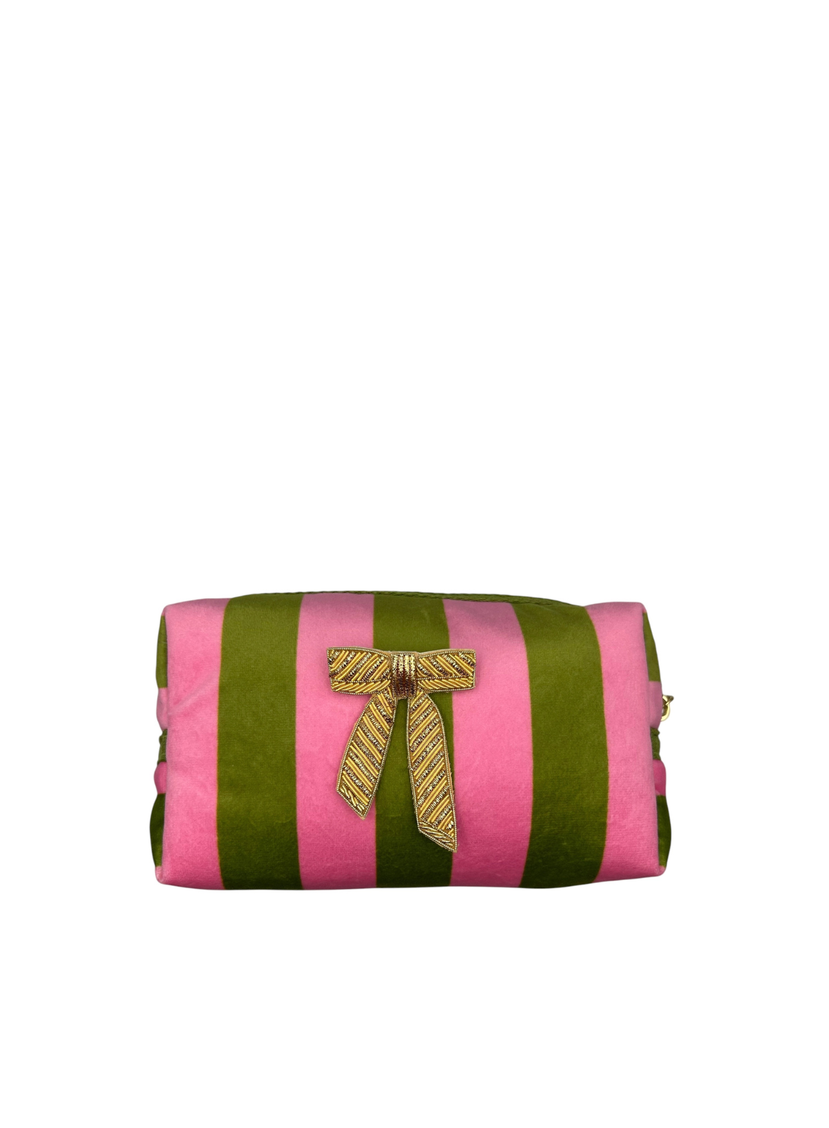 Small Chartreuse Stripe Make-up Bag & Bow from Sixton