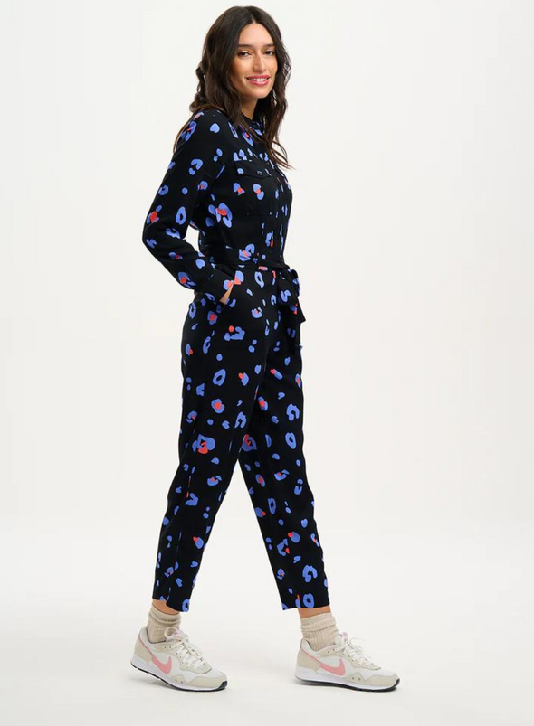 Charlie Jumpsuit in Black Colour Pop Leopard from Sugarhill
