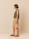 Basket Weave Knit Vest in Khaki from Indi & Cold