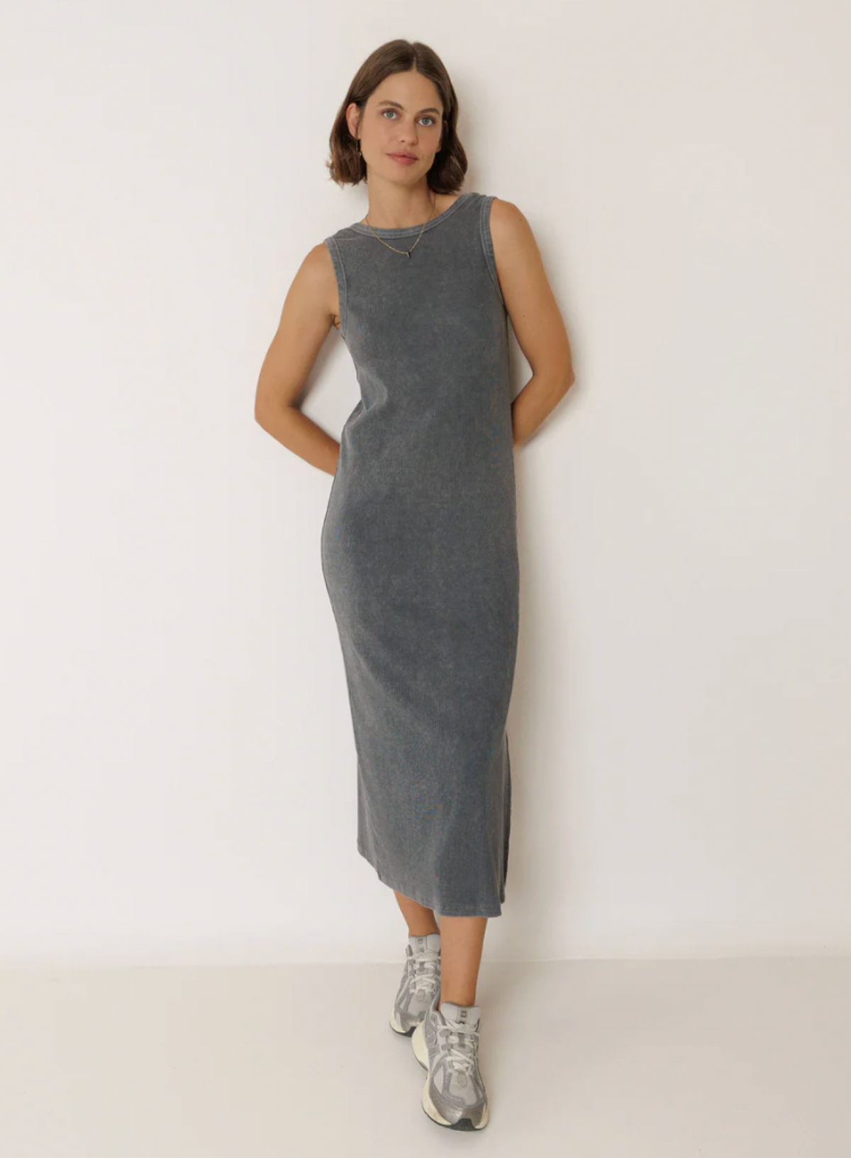 Indi & Cold Cotton Maxi Dress in Carbon
