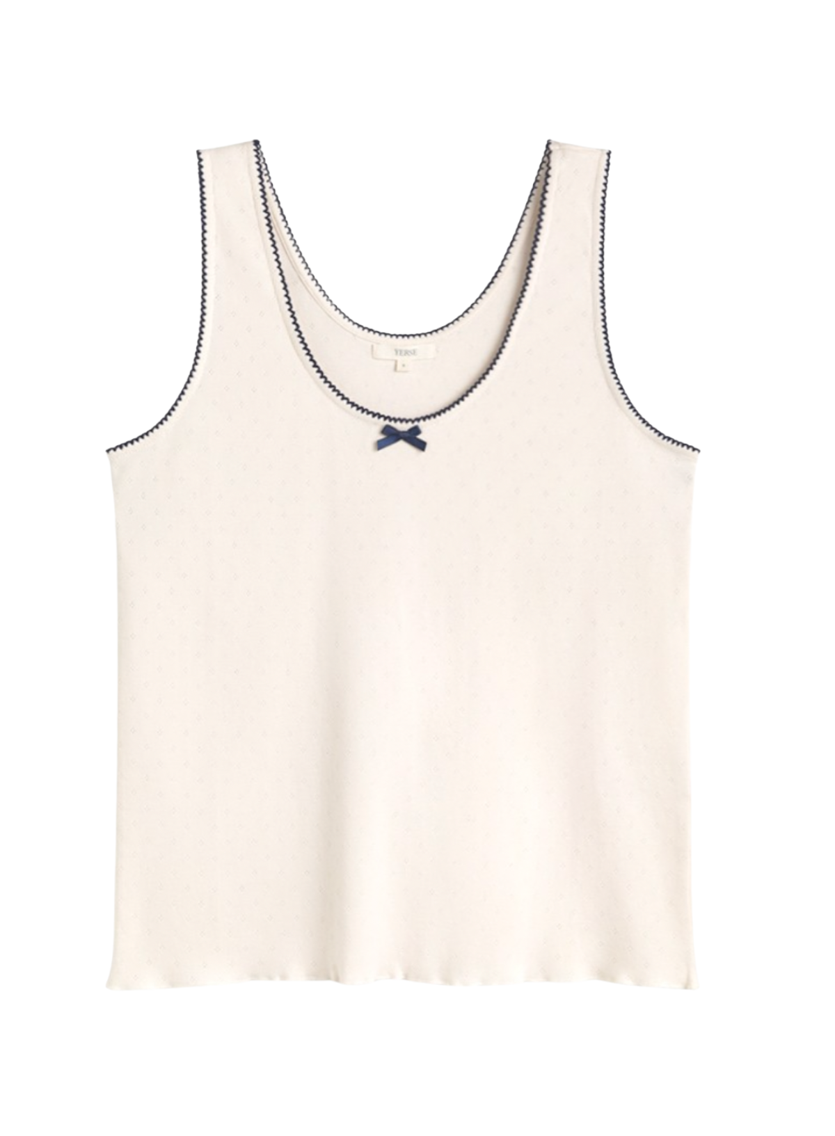 Yerse Cotton Vest Top with Navy Trim