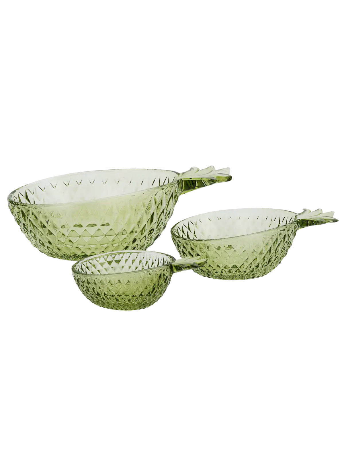Madam Stoltz Large Glass Green Pineapple Bowl