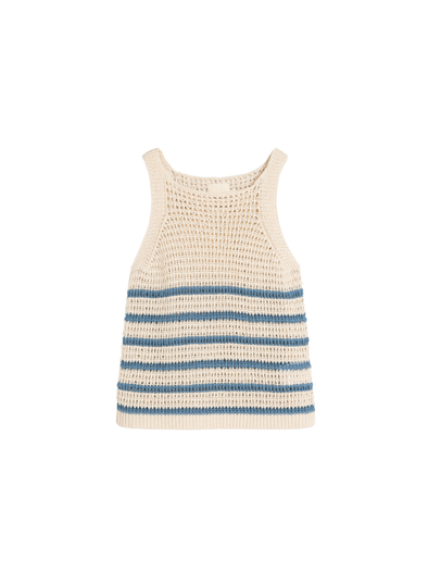 Knit Jersey Top in Cream & Indigo Blue from Indi & Cold