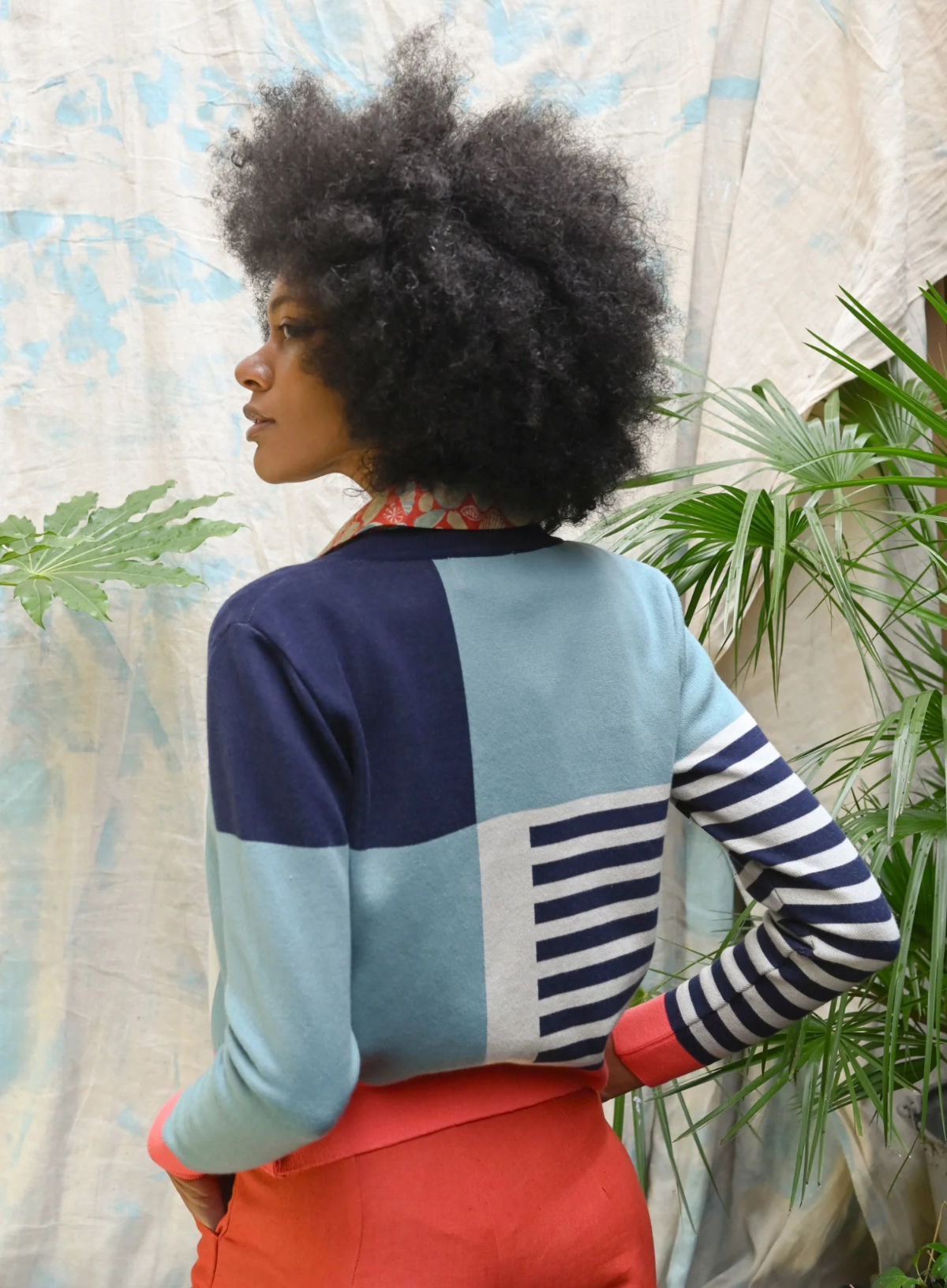 Vera Jacquard Cardigan in Teal Beachcomber from Palava