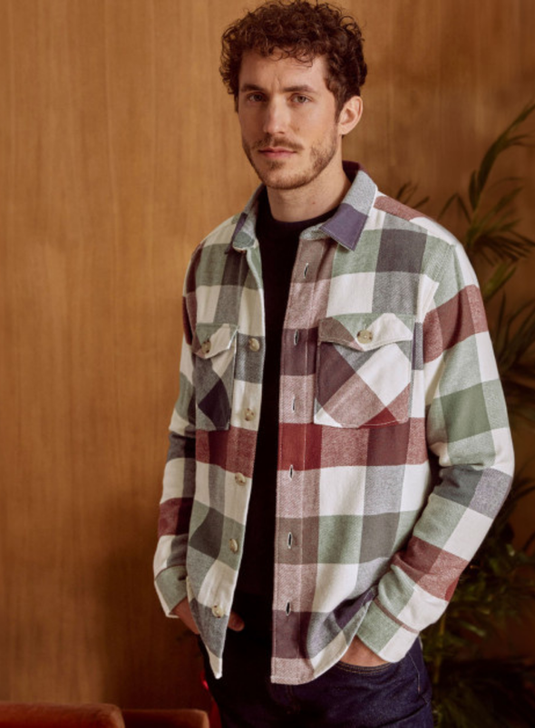 Flavigny Shirt in Navy & Terracotta from Faguo