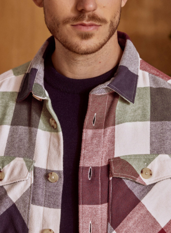 Flavigny Shirt in Navy & Terracotta from Faguo