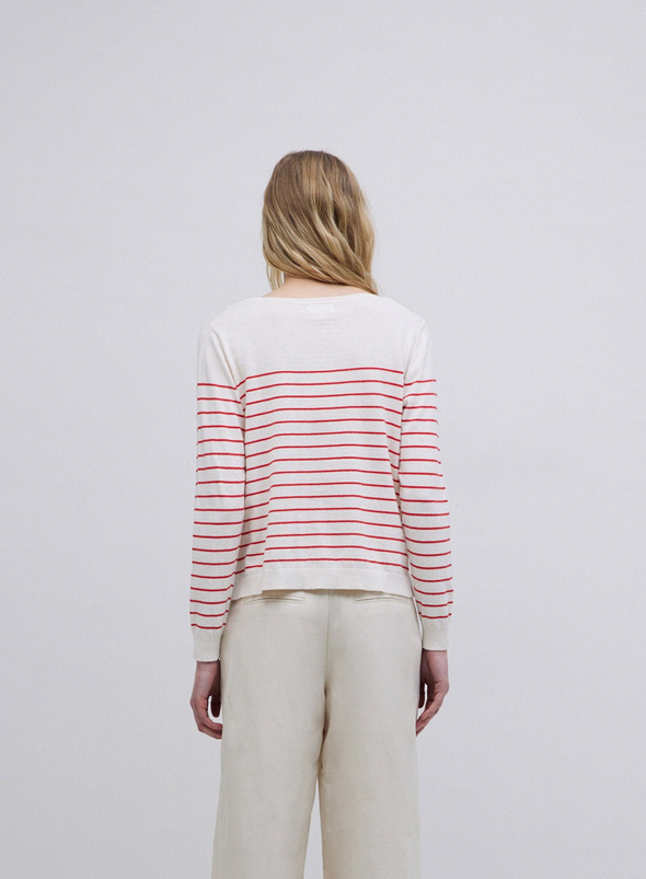 O-Clarins Knit Jumper in Orange Stripe from Yerse