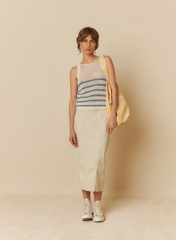 Knit Jersey Top in Cream & Indigo Blue from Indi & Cold
