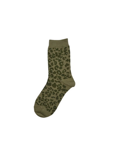 Leopard Single Socks in Ivy from Sixton