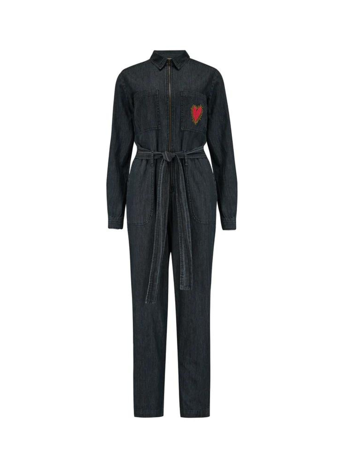 Anwen Boilersuit in Washed Black Heart Burst from Sugarhill