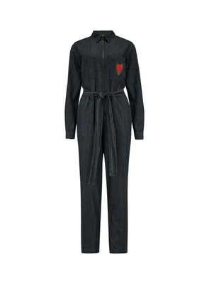 Anwen Boilersuit in Washed Black Heart Burst from Sugarhill