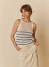 Knit Jersey Top in Cream & Indigo Blue from Indi & Cold
