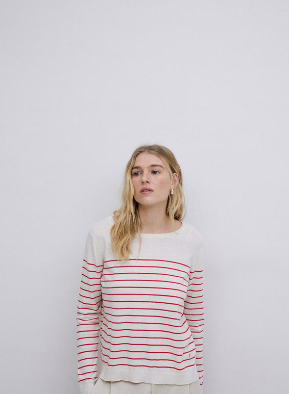 O-Clarins Knit Jumper in Orange Stripe from Yerse