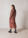 Printed Midi Skirt in Bordeaux from Indi & Cold