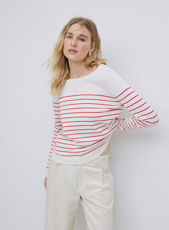 O-Clarins Knit Jumper in Orange Stripe from Yerse
