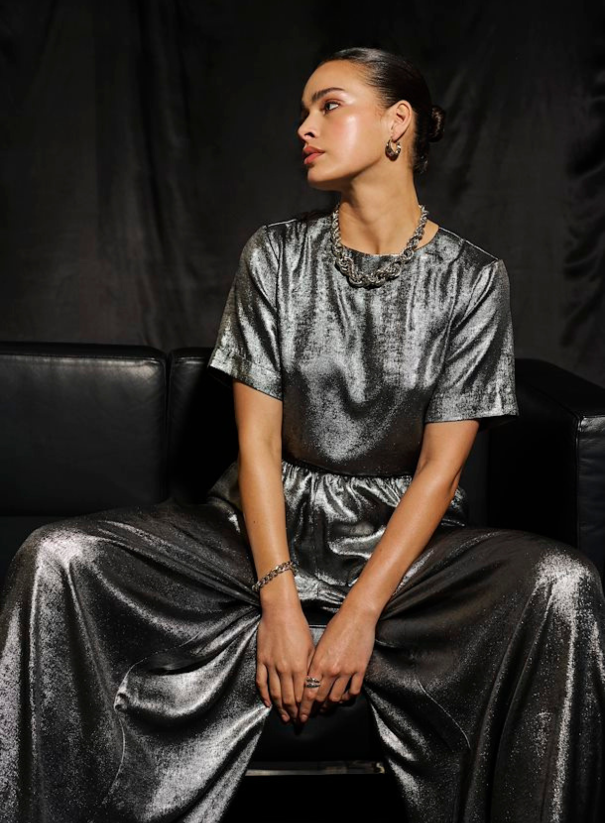 Lorina Wide Pants in Silver from Kaffe