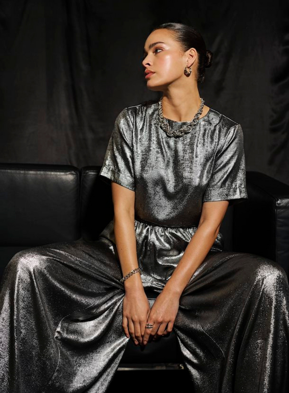 Lorina Wide Pants in Silver from Kaffe