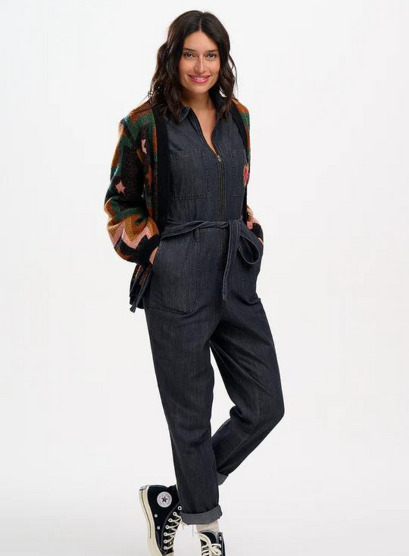 Anwen Boilersuit in Washed Black Heart Burst from Sugarhill