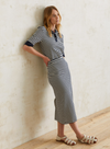 Sara Midi Skirt in Ecru+Navy Stripes from Yerse