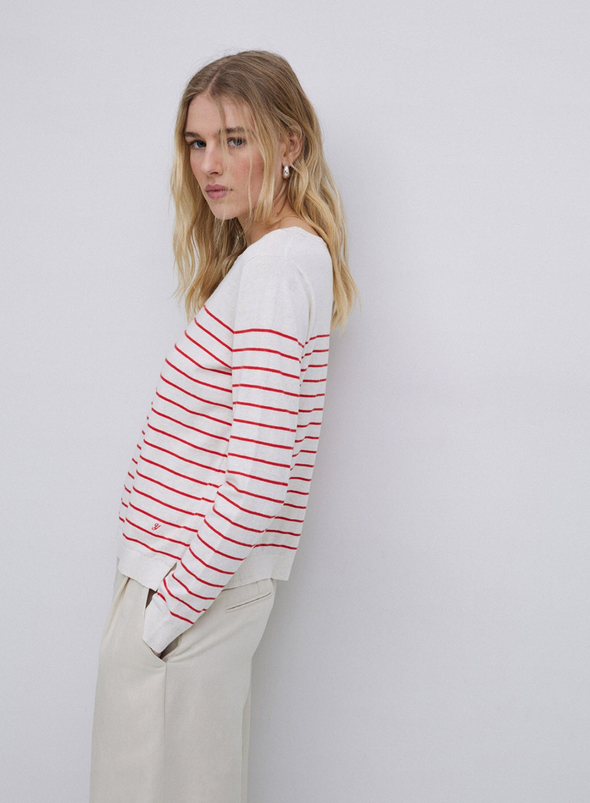 O-Clarins Knit Jumper in Orange Stripe from Yerse