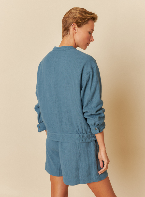 Panama Bomber Jacket in Indigo Blue from Indi & Cold