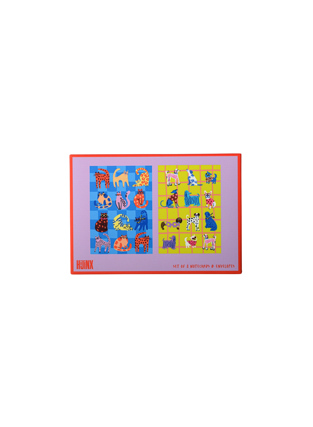 Designwork Ink  Hijinx Notecards (Set of 8)-  Cat & Dog