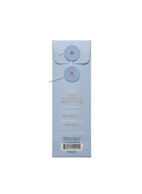 Twisty Slim Metal Pens in Blue from Designworks Ink