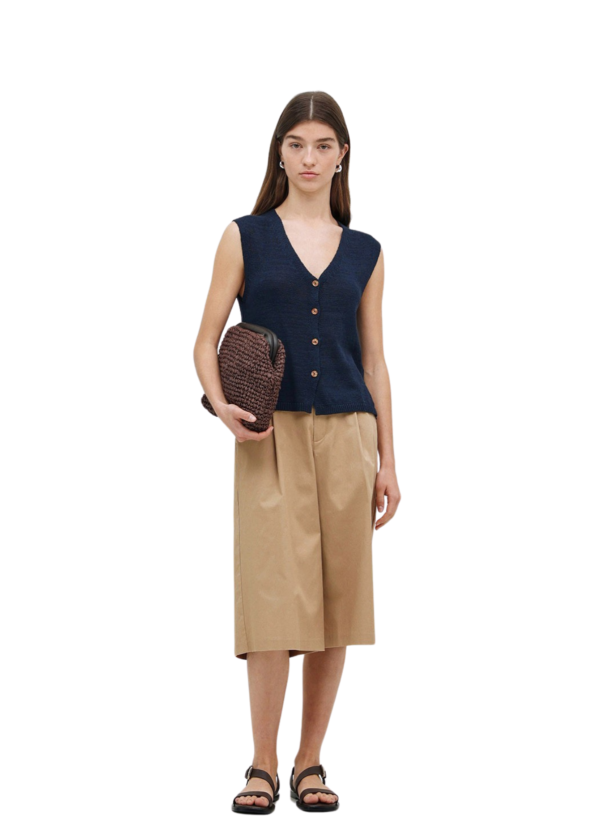 Lima Knit Button Vest in Navy from Yerse