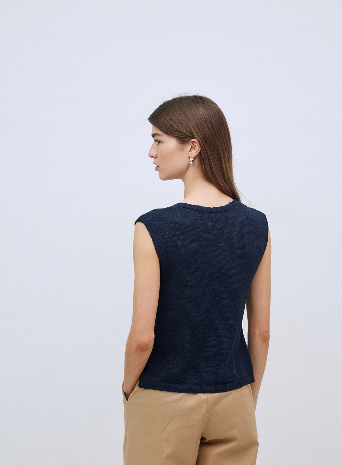 Lima Knit Button Vest in Navy from Yerse