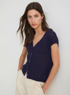 Lima V-Neck Top in Navy from Yerse