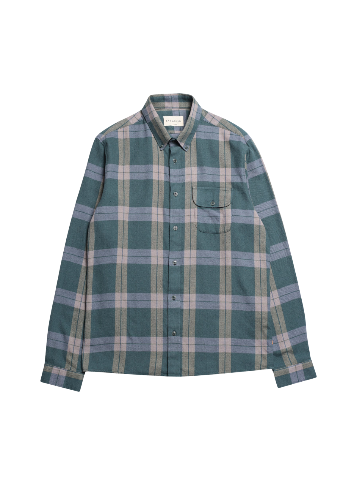 Larry Check Shirt in Forest Green/Silver Blue from Far Afield