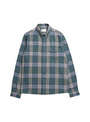Larry Check Shirt in Forest Green/Silver Blue from Far Afield