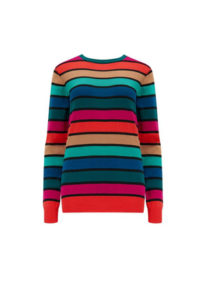 Astrid Jumper in Multi, Rainbow Stripes from Sugarhill