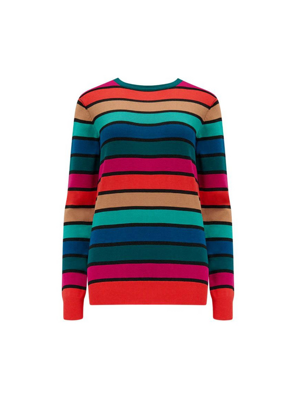 Astrid Jumper in Multi, Rainbow Stripes from Sugarhill