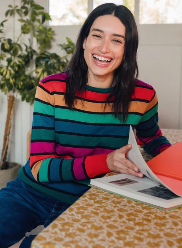Astrid Jumper in Multi, Rainbow Stripes from Sugarhill