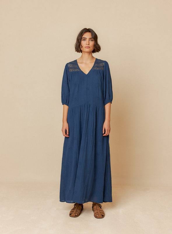 Midi Dress in Indigo Blue from Indi & Cold