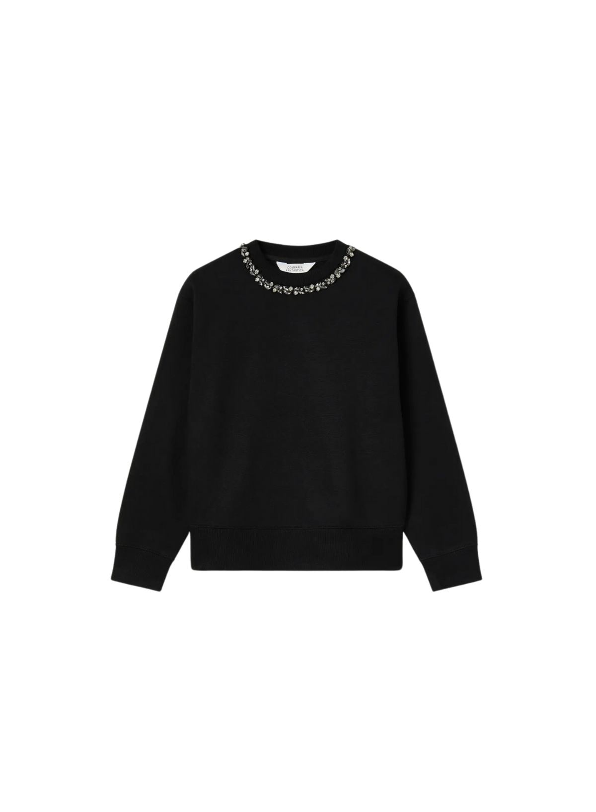 Jewel Neck Sweatshirt in Black from Compañia Fantastica