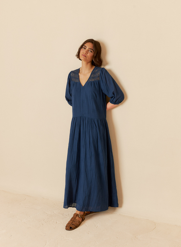 Midi Dress in Indigo Blue from Indi & Cold