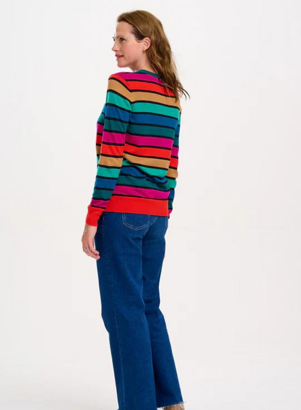 Astrid Jumper in Multi, Rainbow Stripes from Sugarhill