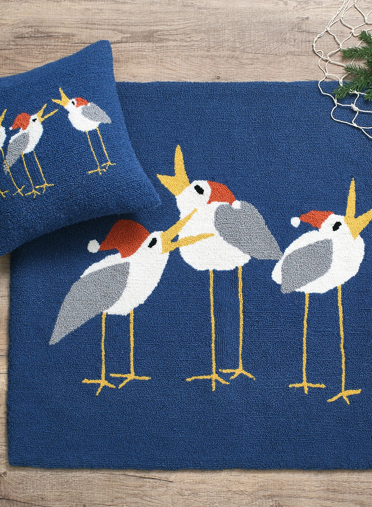 Caroling Seagulls Hook Cushion from Peking Handicraft