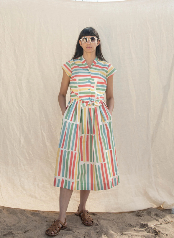 Peggy Top in Multi Beach Stripe from Palava
