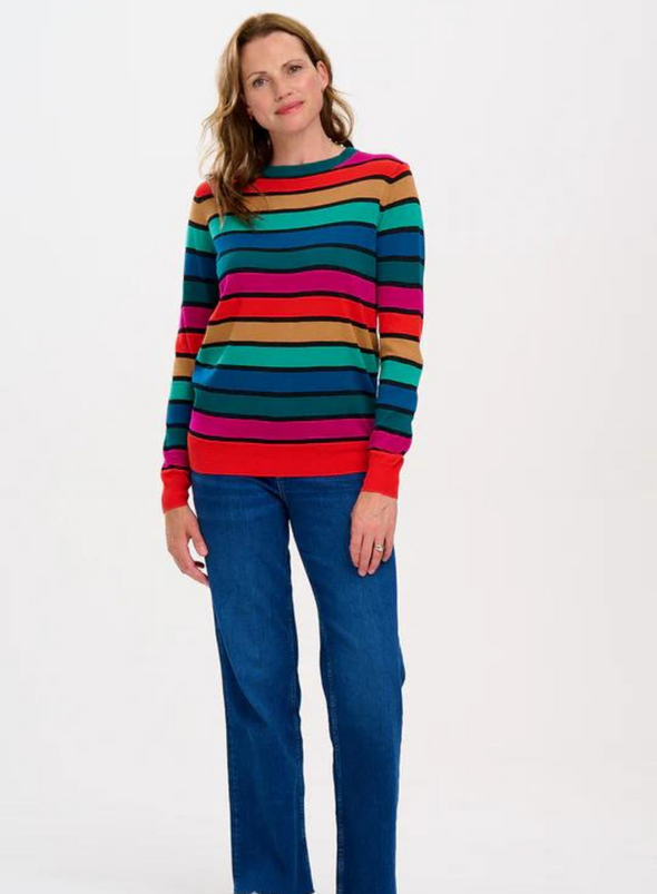 Astrid Jumper in Multi, Rainbow Stripes from Sugarhill