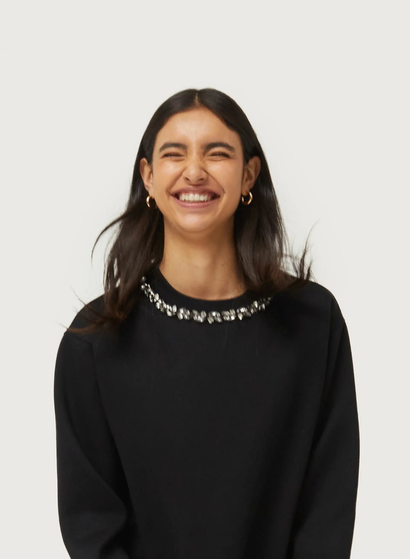 Jewel Neck Sweatshirt in Black from Compañia Fantastica