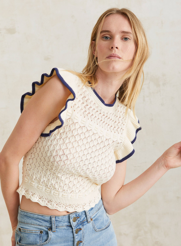 Sailor Knit Top in Ecru from Yerse