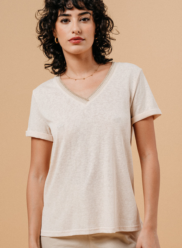 Manuel T-Shirt in Beige from Grace and Mila