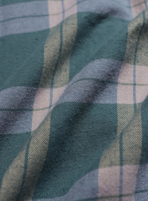 Larry Check Shirt in Forest Green/Silver Blue from Far Afield