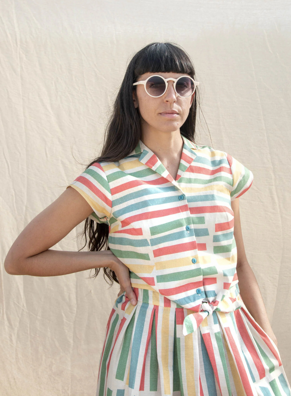 Peggy Top in Multi Beach Stripe from Palava