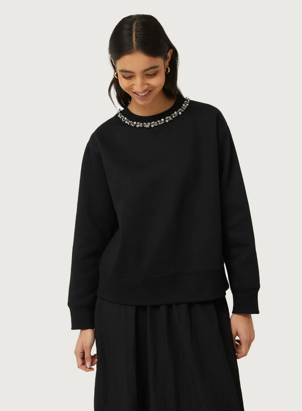 Jewel Neck Sweatshirt in Black from Compañia Fantastica