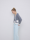 Riz Cardigan in Navy/Crudo Stripe from Yerse