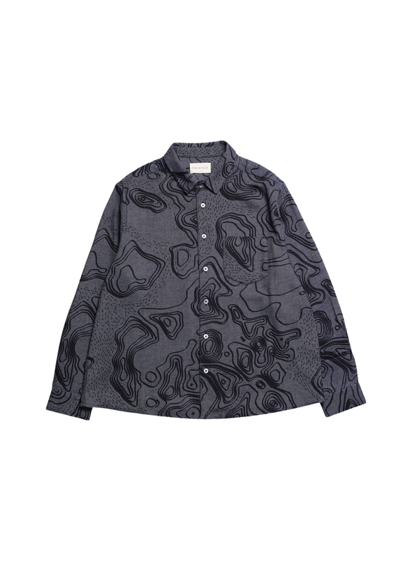 Day Shirt Contours Print in Navy Iris from Far Afield